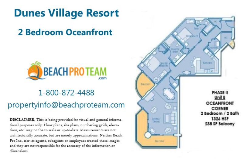 Dunes Village II Floor Plan E - 2 Bedroom Oceanfront Corner